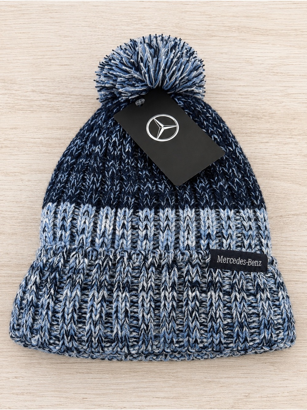 Mercedes-Benz Men's Navy & Light Blue Knit Pom Beanie